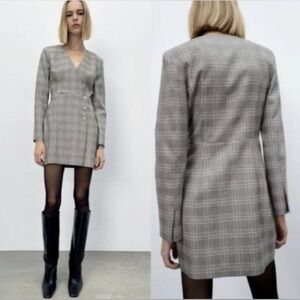 Zara Gray Plaid Dress